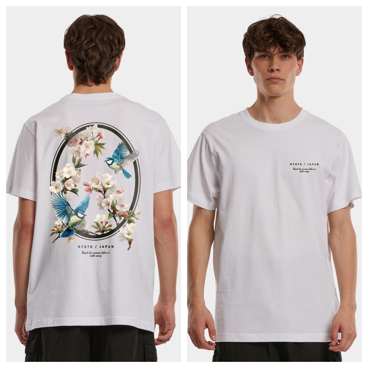 Streetwear Brand Shirts - KYOTO JAPAN BIRDS AND FLOWERS Trendy
